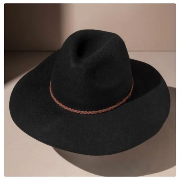 Wool Felt Wide Brim Panama Hat W/ Suede Braided Ribbon Accent✨️ - Picture 2 of 5